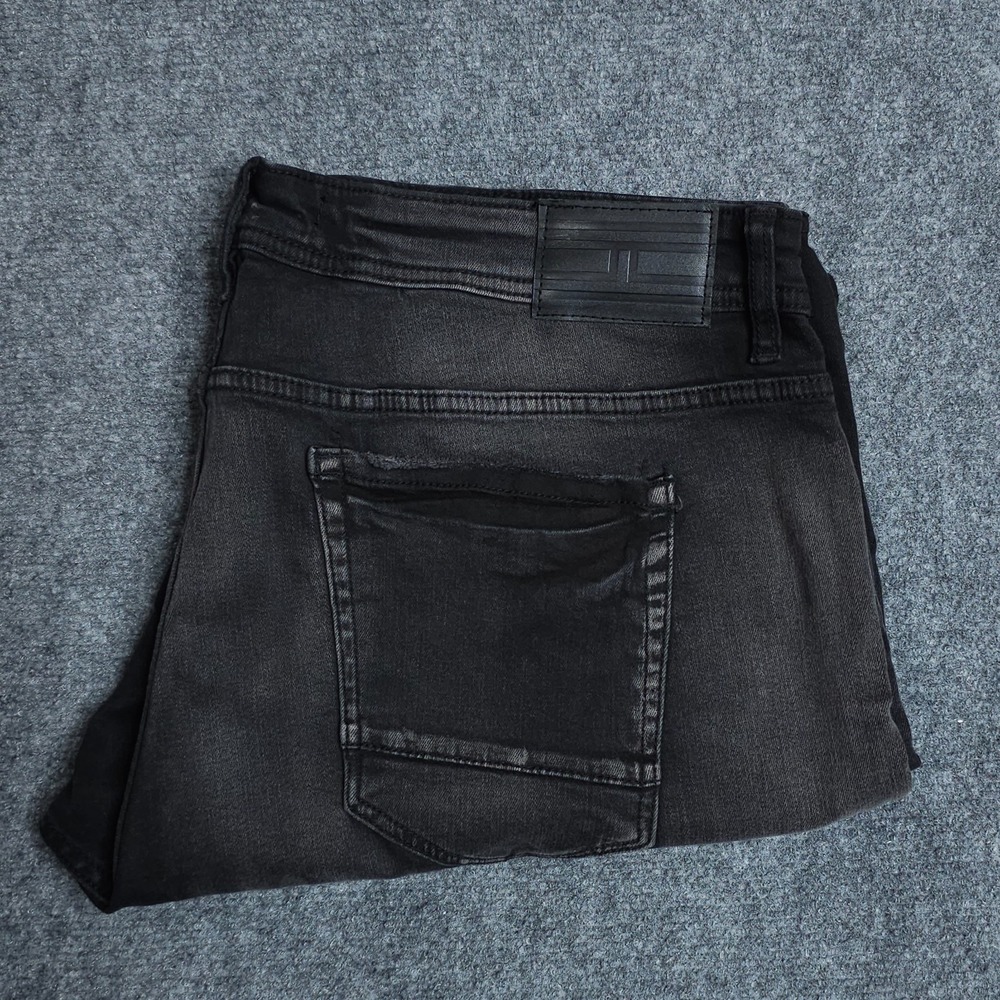 Jordan Craig Jean Shorts Mens 40 Black Bermuda Faded Denim Frayed Jorts Hip Hop